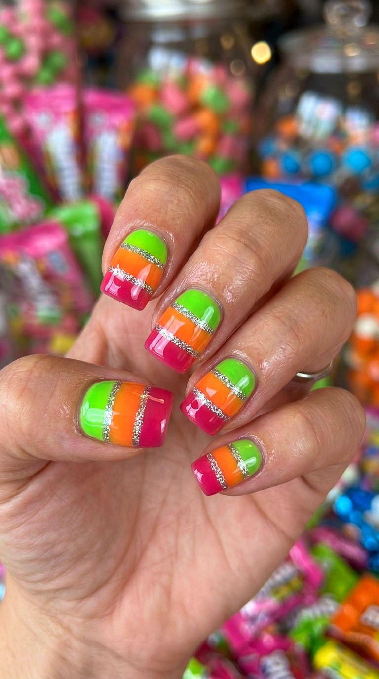 Sour Candy Melting Ombre - 23 Whimsical Spring Colorful Junk Nails