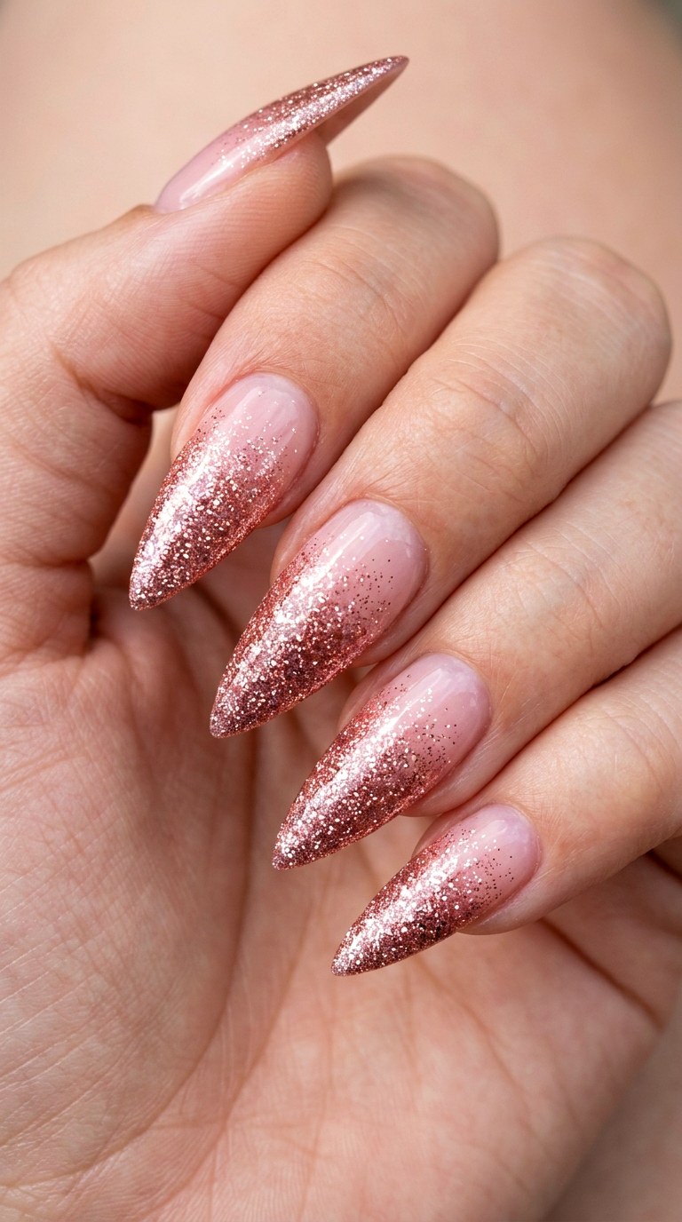 Sparkling Rose Gradient - 30 pastel spring ombre nails