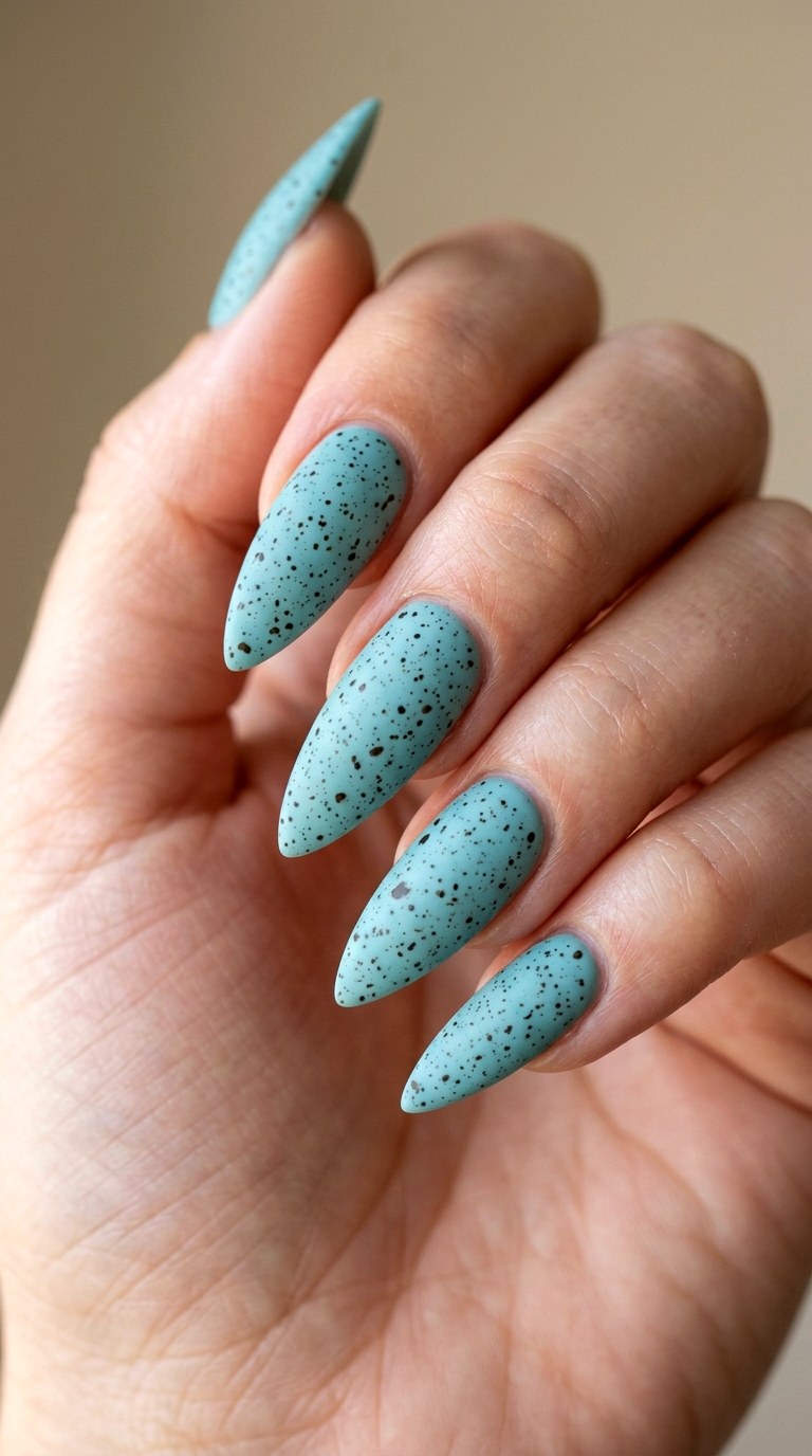 Speckled Robin Egg Texture - 27 Fierce Spring Stiletto Nails