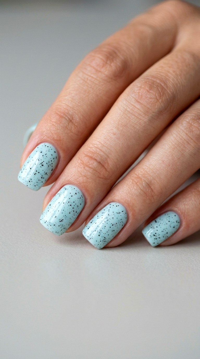 Speckled Robin Egg - 30 Professional Spring Acrylic Nails