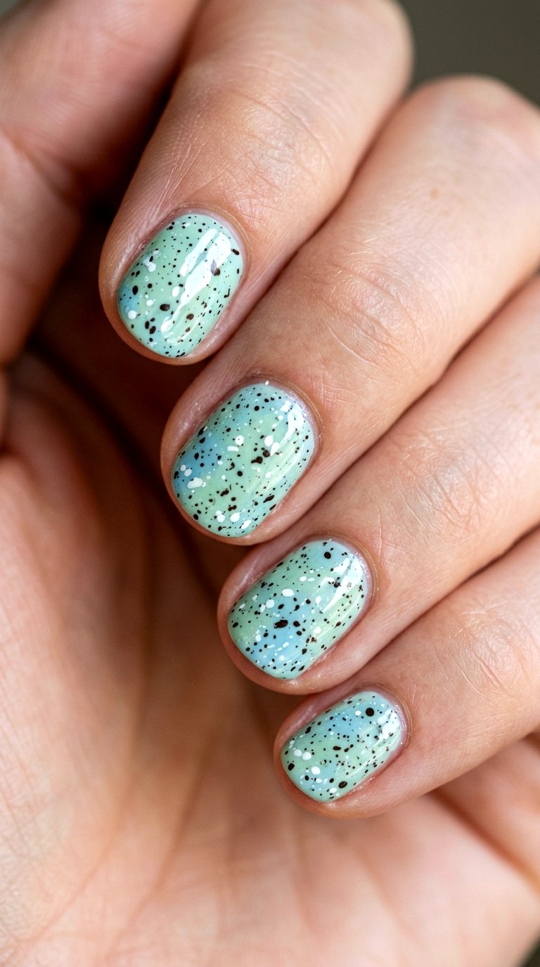 Speckled Robins Egg Claws - 29 Fun Spring Multicolor Nails