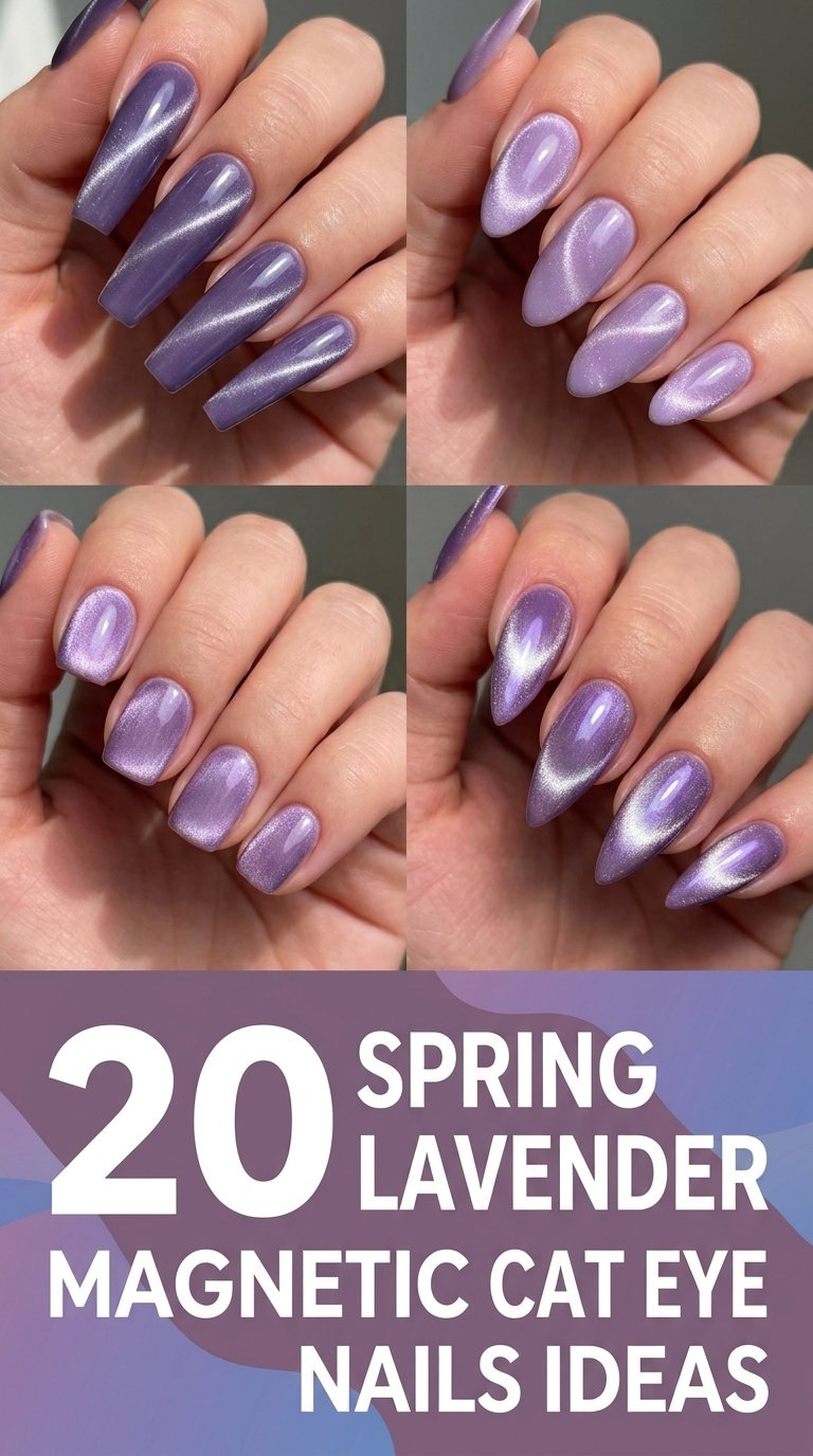 Spring Lavender Magnetic Cat Nails