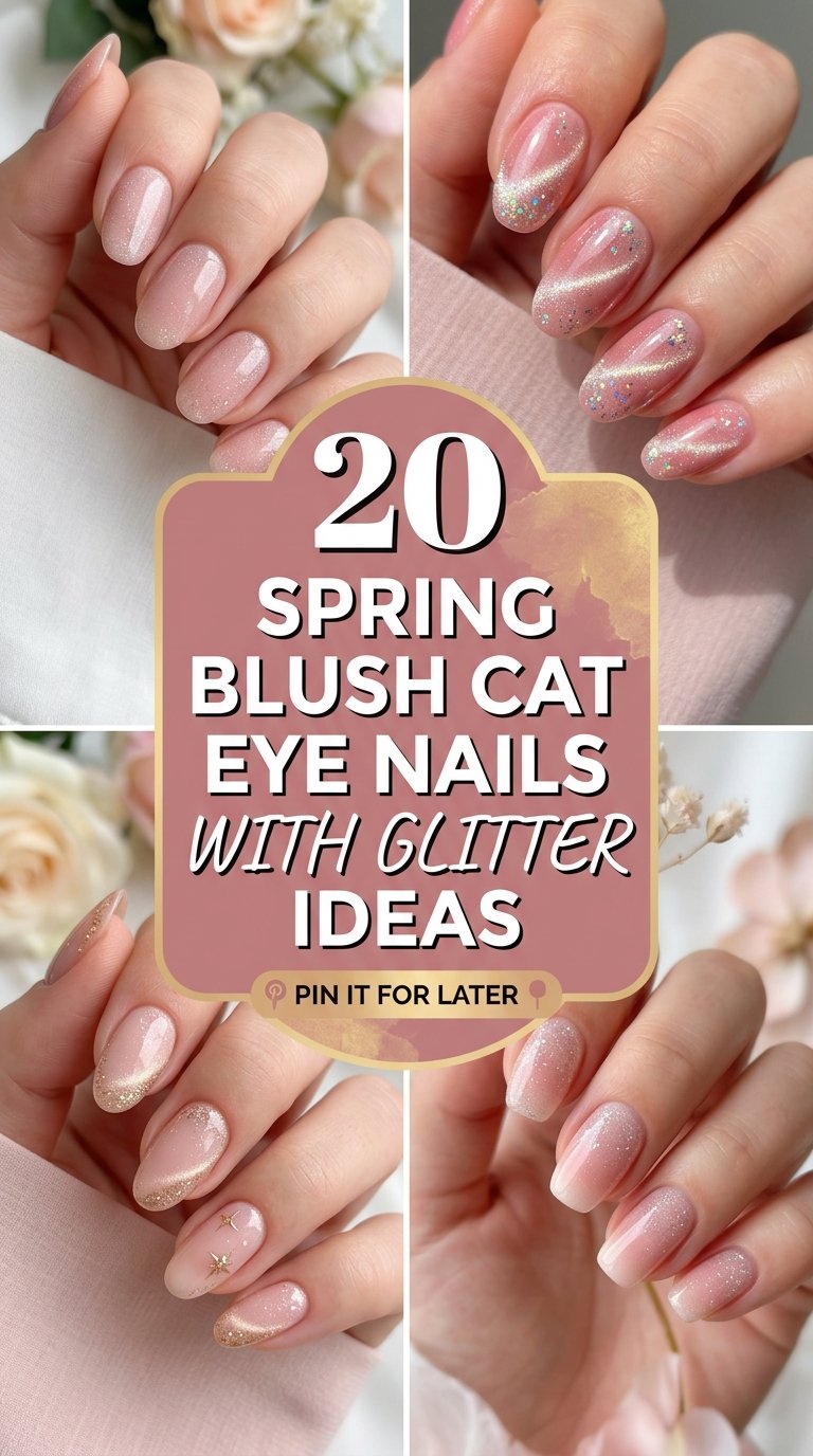Spring blush cat eye nails
