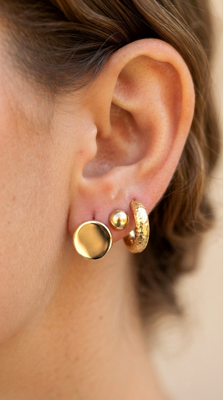 Start with Lobe Foundation Staples - 25 gold earrings stack