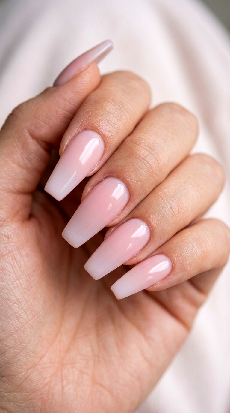 Strawberry Milk Coffin Set - 23 Soft Spring Ombre Nails