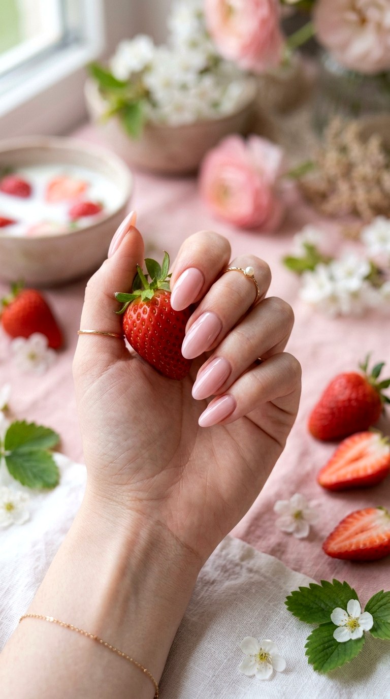 Strawberry Milk Nails - 22 Cute Spring Nail Ideas for a Fresh Seasonal Manicure