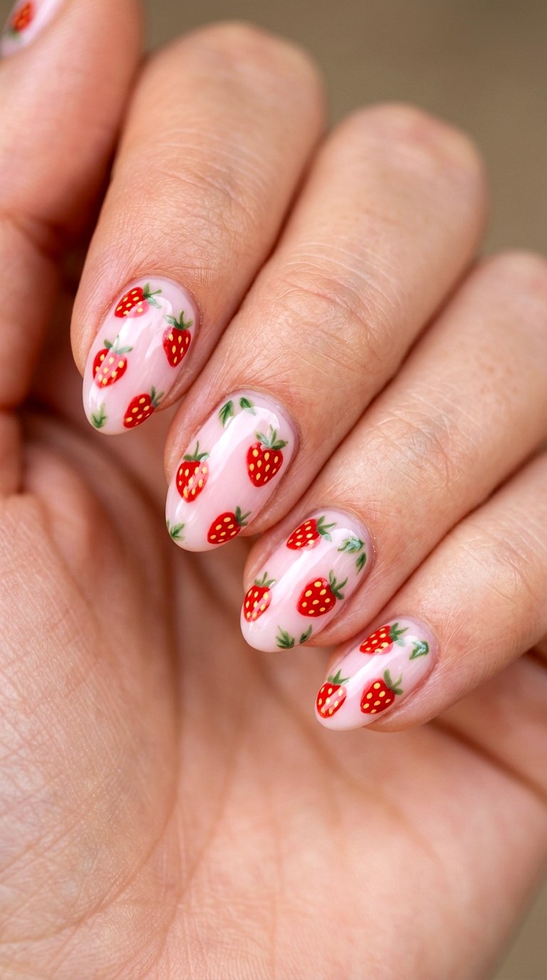 Strawberry Print Details - 23 Trendy Spring Color Street Nails