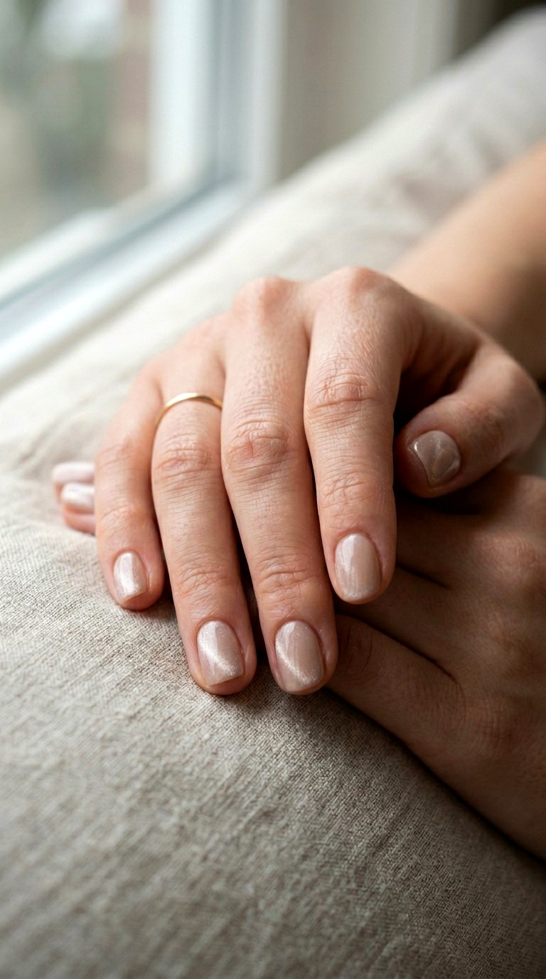 Subtle Nude Cat Eye for Everyday Wear - 20 Spring Nude Base Cat Eye Nails Ideas