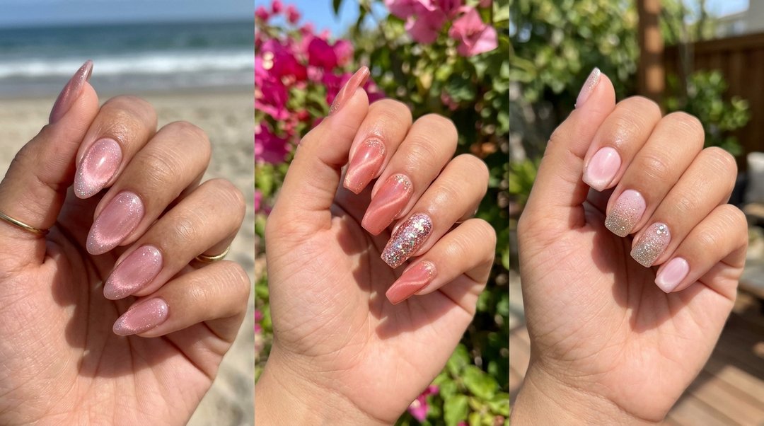 Summer Blush Cat Eye Nails