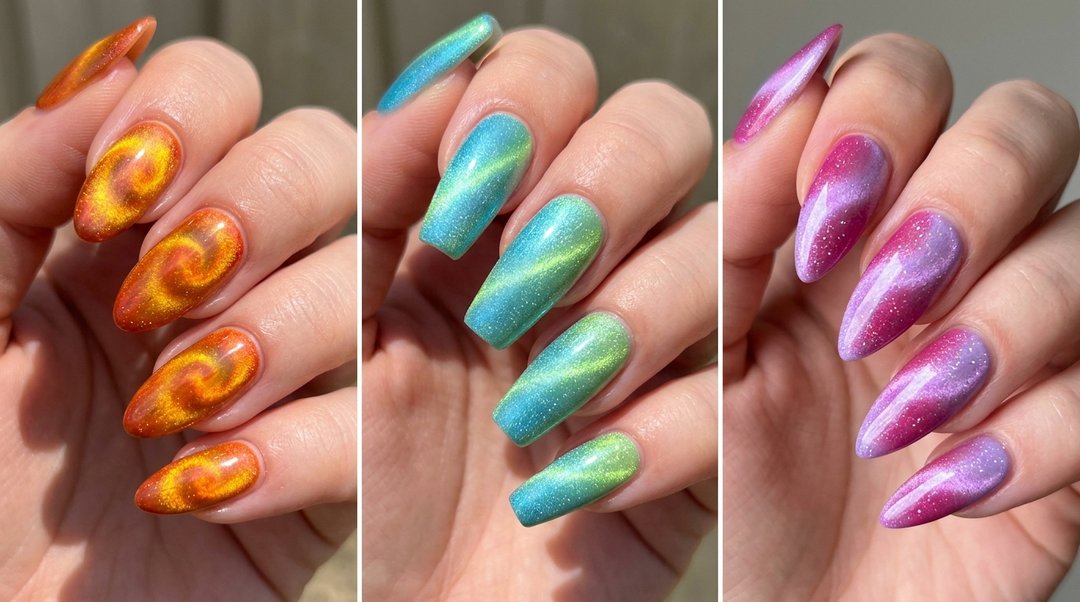 Summer Dual Tone Cat Eye Nails