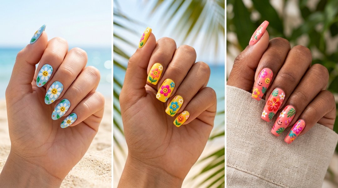 Summer Happy Flower Cartoon Nails
