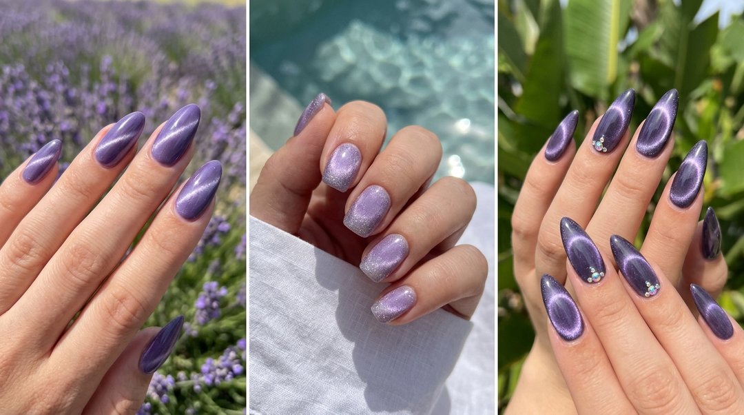 Summer Lavender Cat Eye Nails