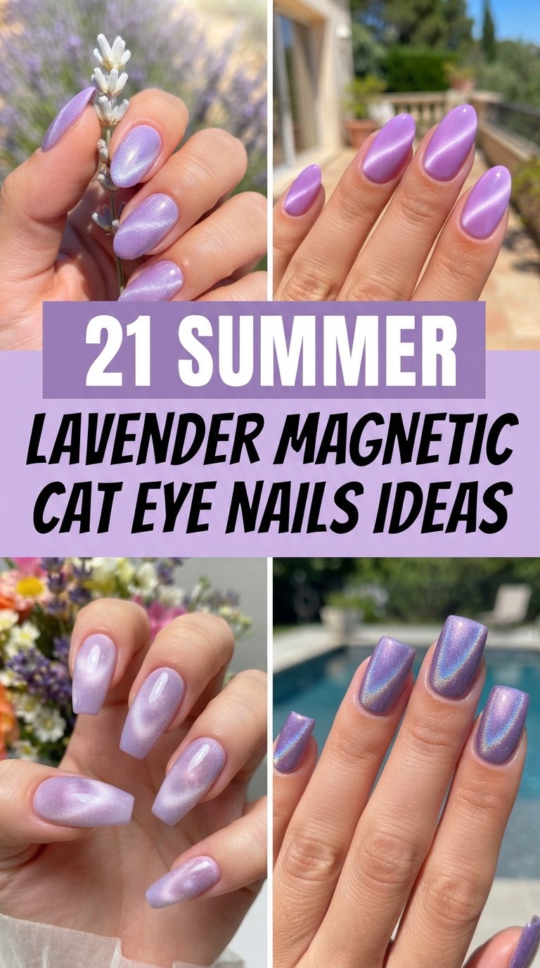 Summer Lavender Cat Eye Nails