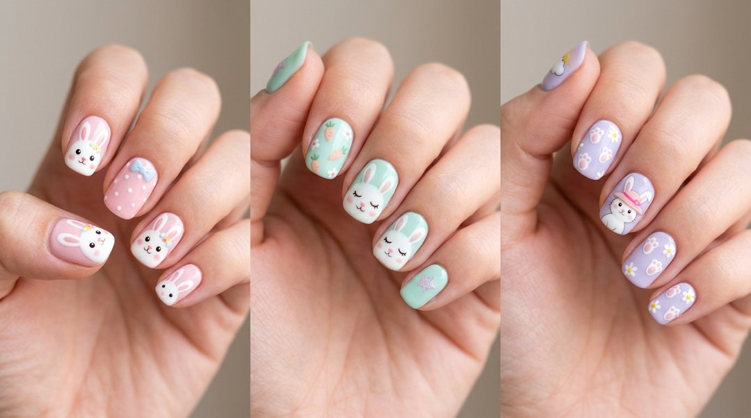 Summer Pastel Bunny Cartoon Nails