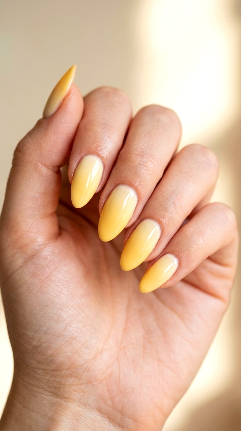 Sunlit Lemon to Creamy Butter Yellow - 28 Seamless Spring Ombre Nails