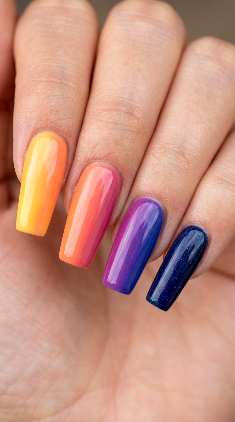 Sunrise to Sunset Gradient Story - 26 Rainbow Spring Multicolor Acrylic Nails