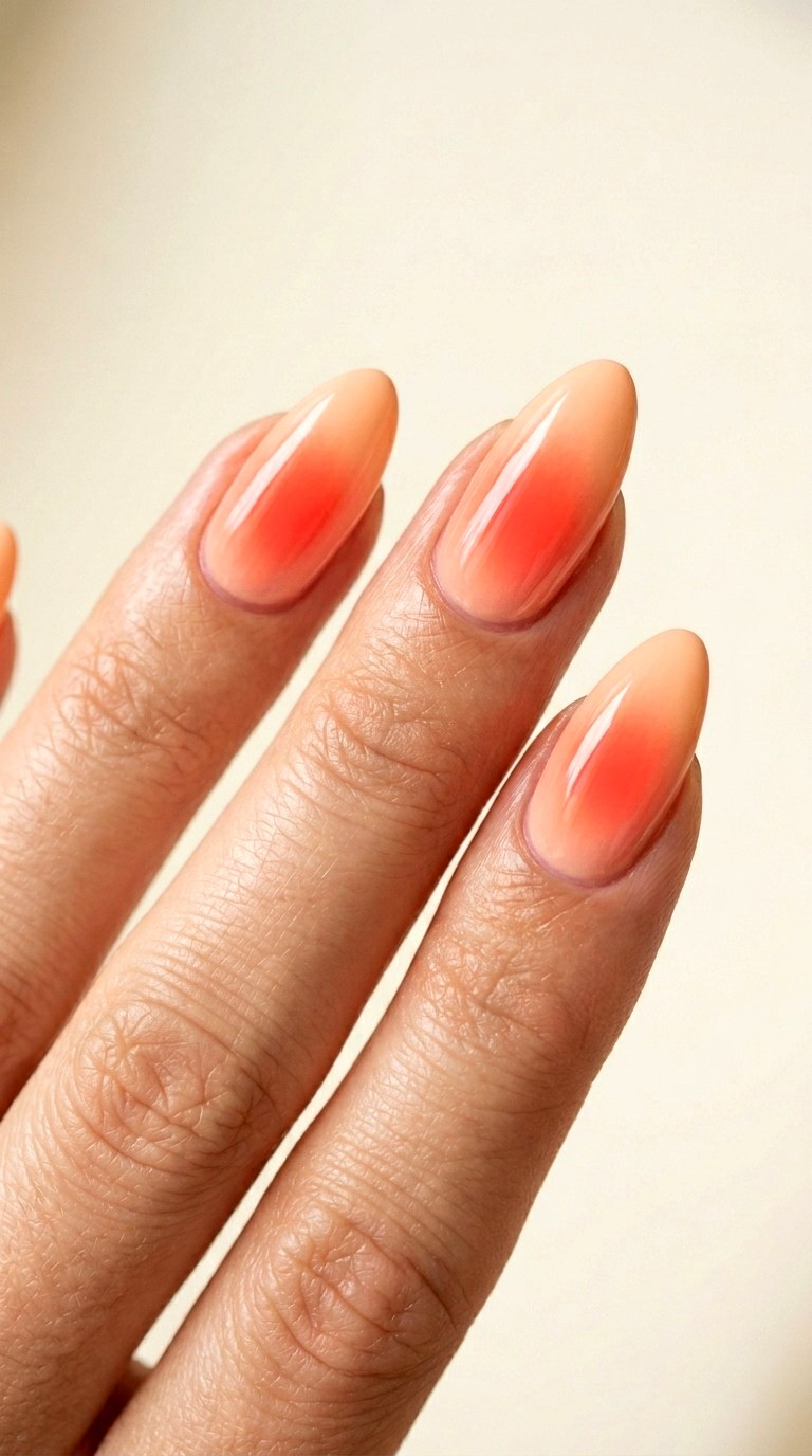 Sunset Coral Gradient Burst - 28 Quick Spring Color Street Nails