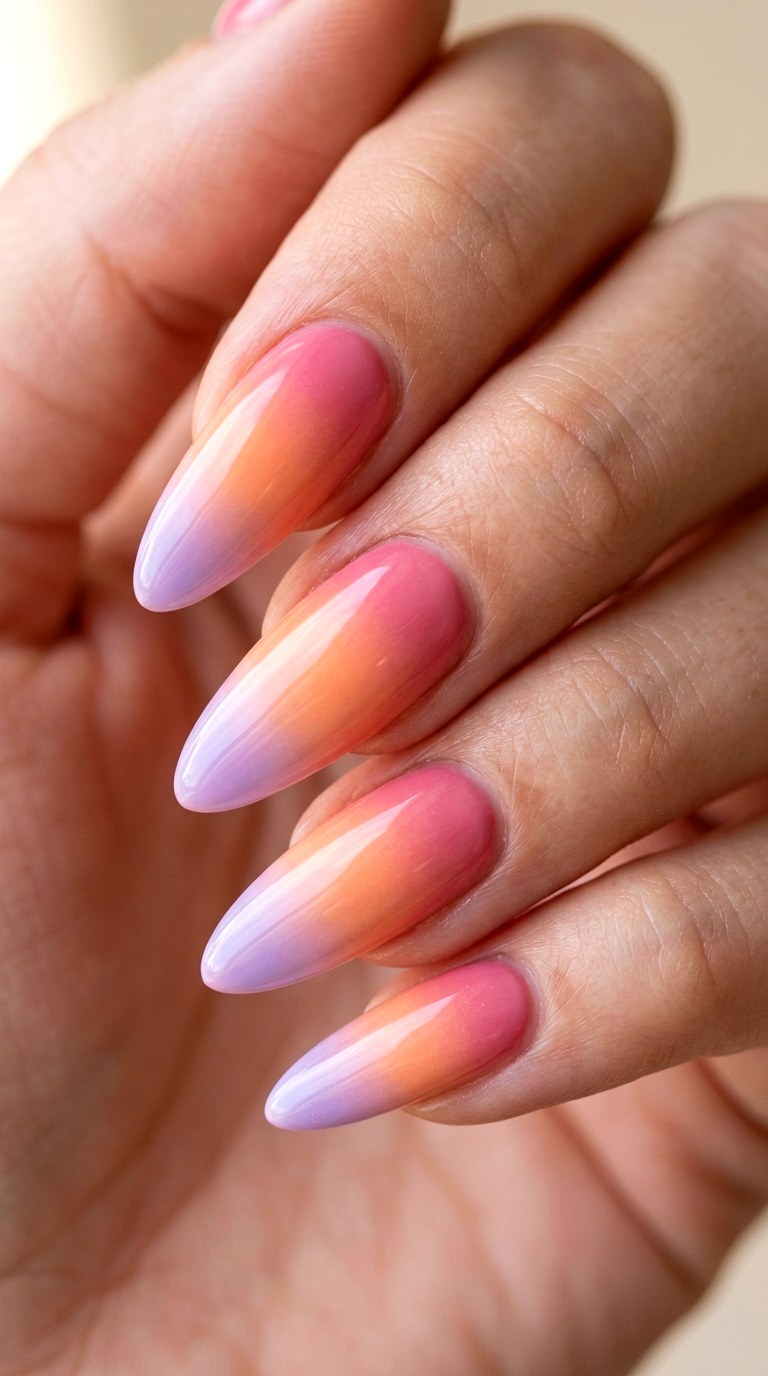 Sunset Ombre Blend - 23 Pastel Spring Multicolor Nails