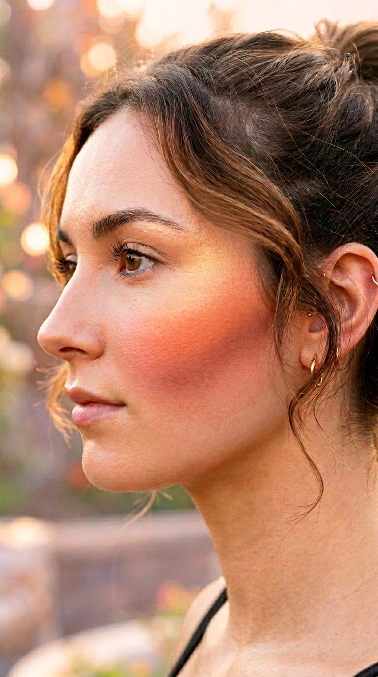 Sunset Ombre Blush Draping - 25 colorful makeup ideas