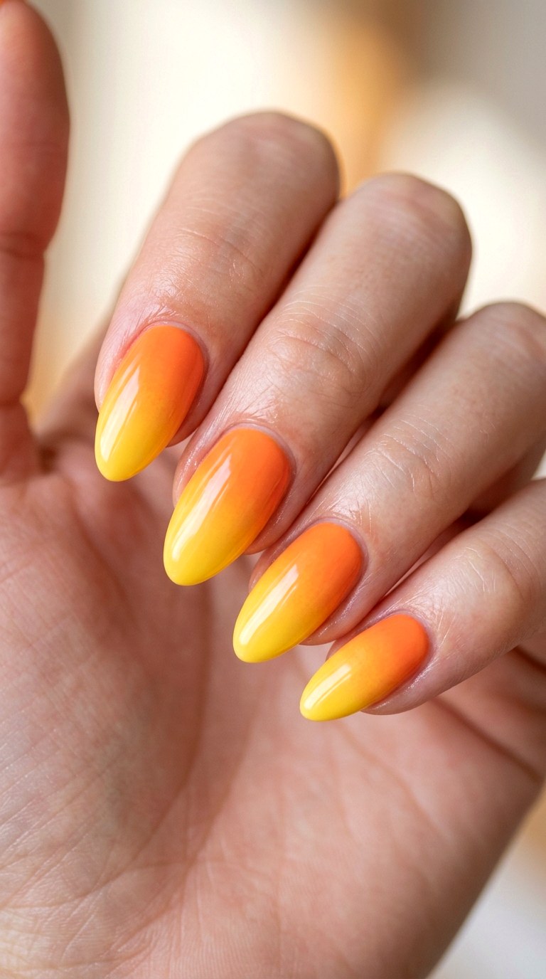 Sunset Orange and Yellow Gradient - 27 Graphic Spring Two Colored Nails