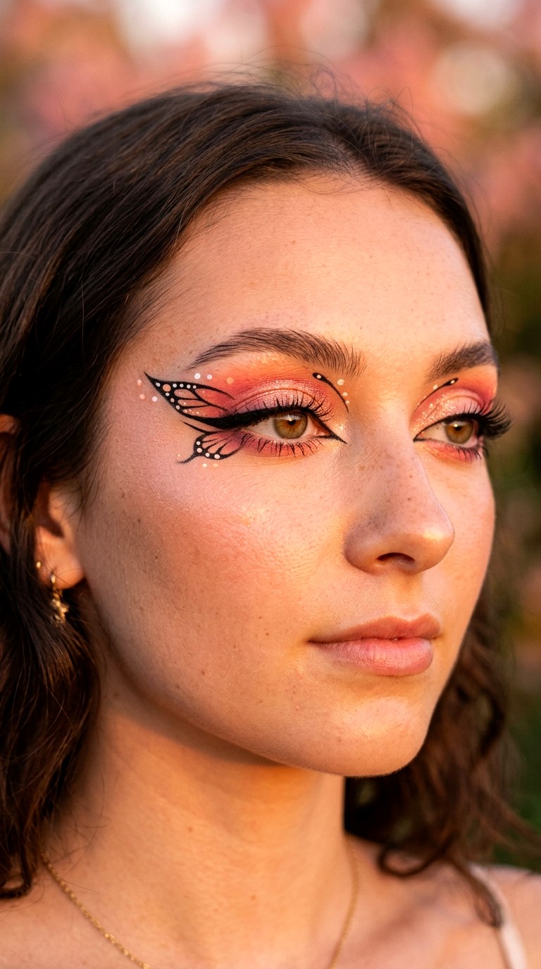 Sunset Peach Pink Wings - 27 Butterfly Pastel Eye Makeup