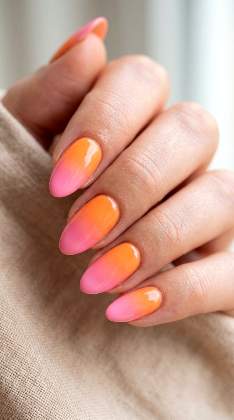 Sunset Sorbet Coral to Pink Melt - 30 Brunch Spring Two Colored Nails