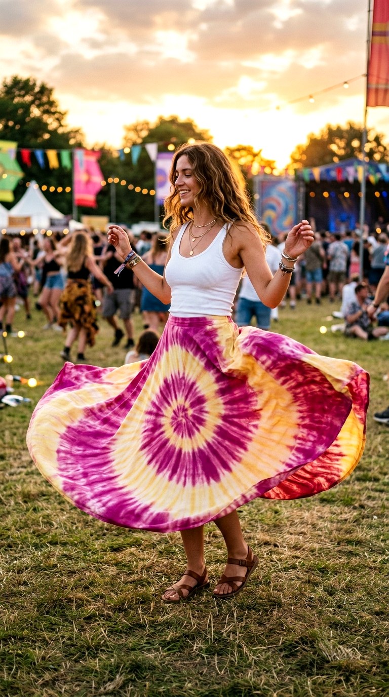 Sunset Tie Dye Maxi Statement - 20 orange skirt