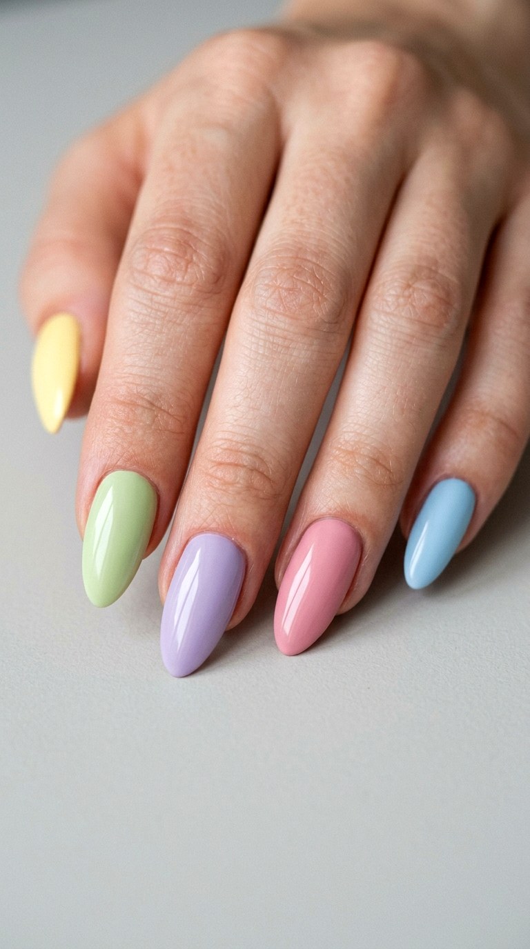 Sweetheart Pastel Skittles - 30 Professional Spring Acrylic Nails