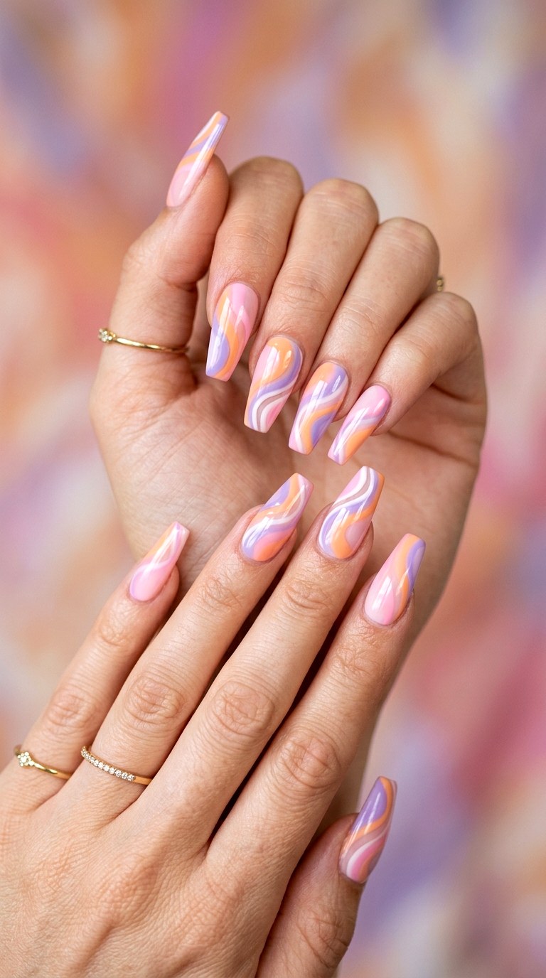 Swirl Art Nails - 30 Gorgeous Spring Nail Designs That Are Trending Right Now