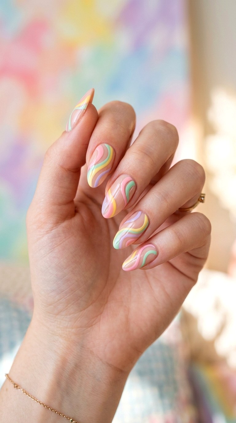 Swirl Pattern Nails - 20 Trendy Spring Nail Art Ideas You Need to Try This Year