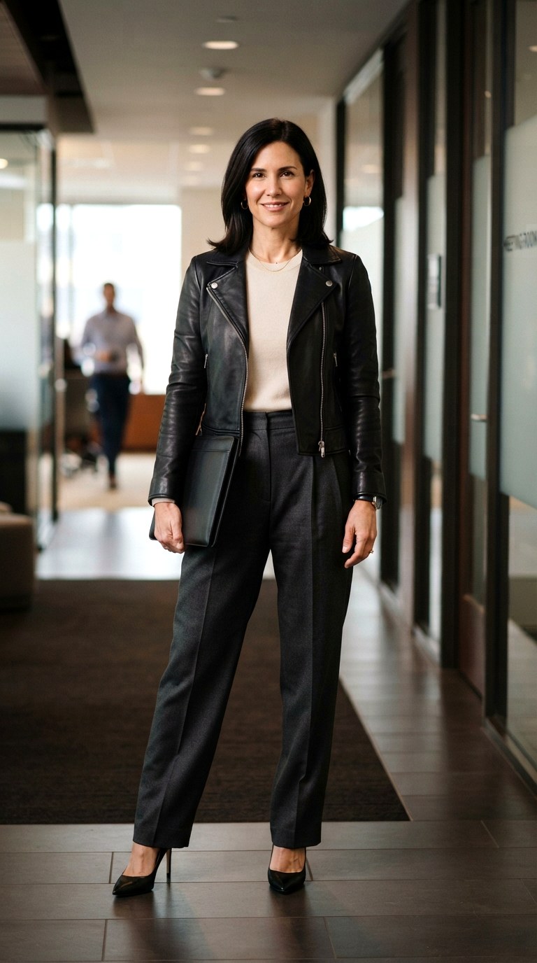 Tailored Trousers Power Play - 29 leather jacket outfit
