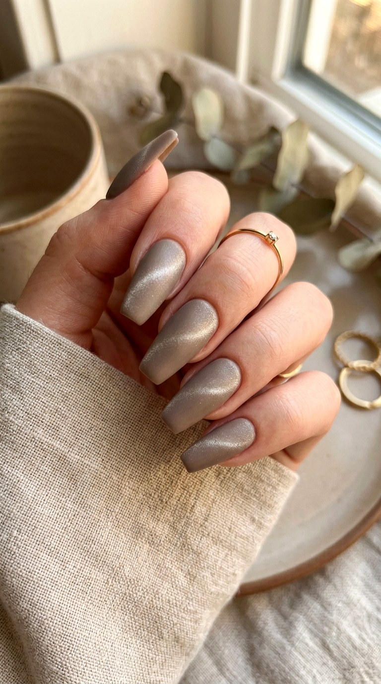 Taupe Matte Cat Eye Nails - 22 Summer Minimal Matte Cat Eye Nails Ideas