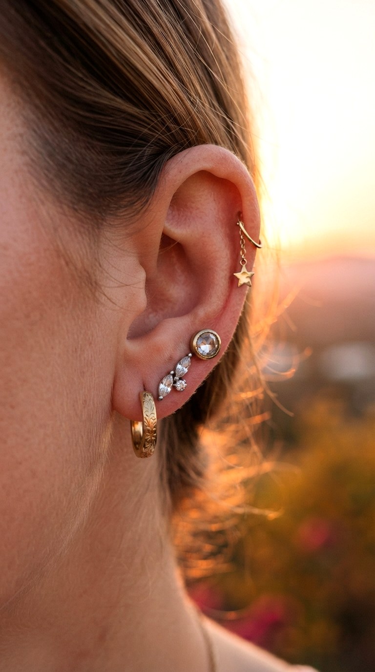 Tell Your Unique Story Through Curation - 24 diamond earring stack