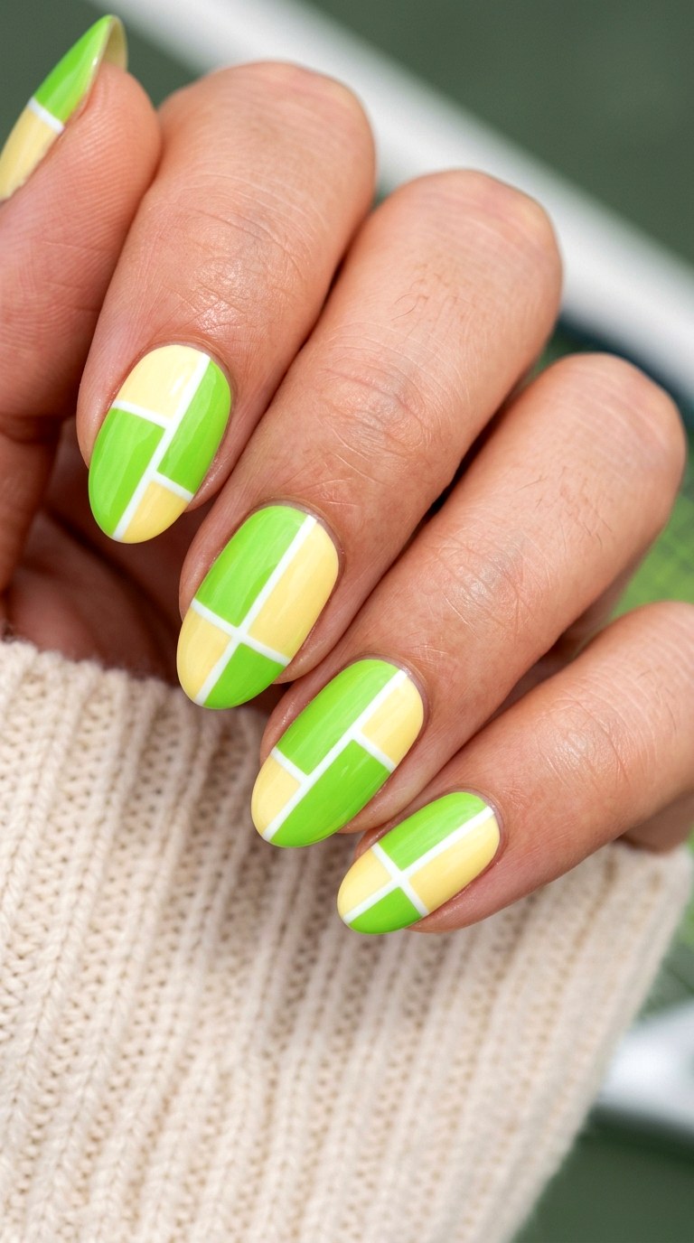 Tennis Ball Green and Yellow - 30 Cheerful Spring Multicolor Nails