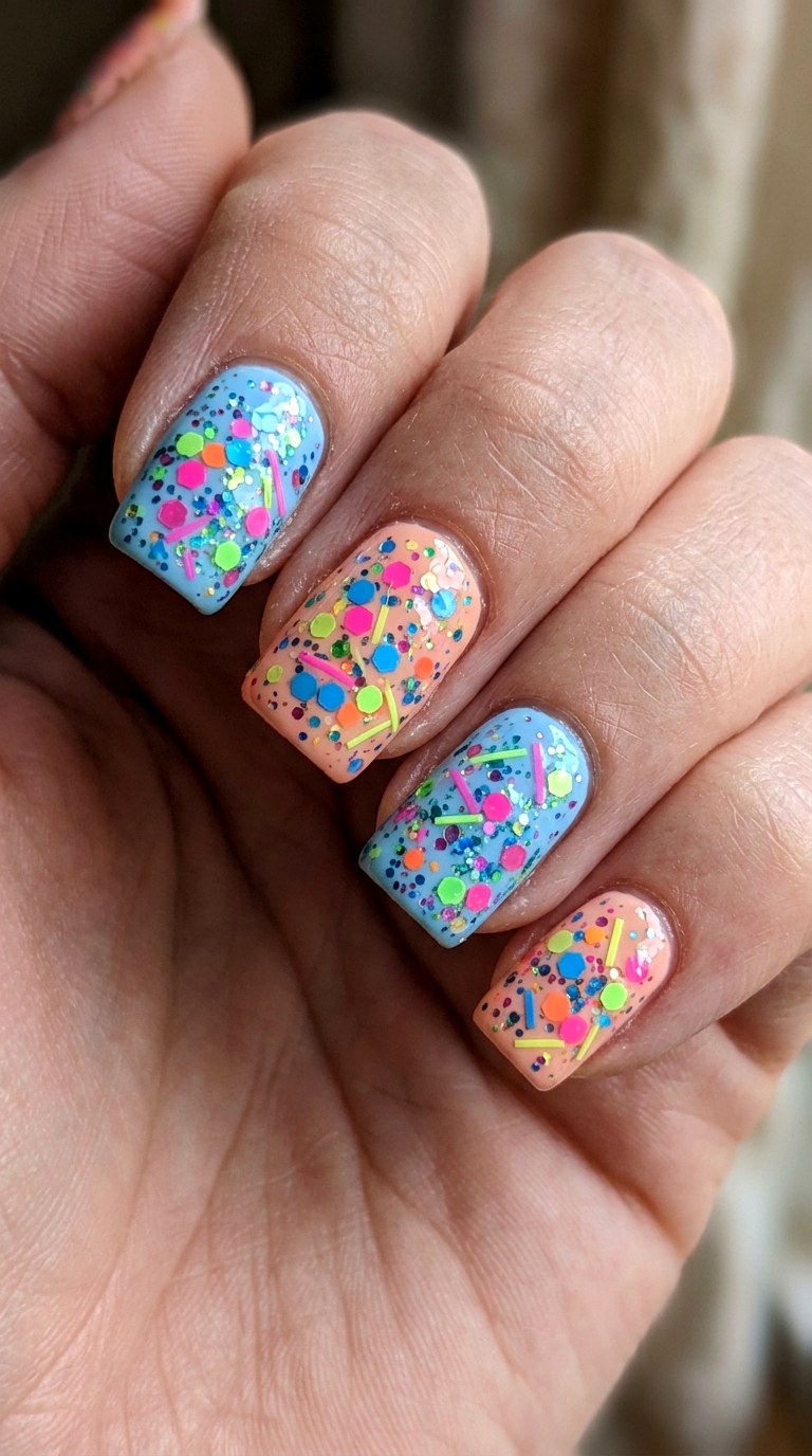 Terrazzo Splatter Bash - 27 Festival Spring Colorful Junk Nails