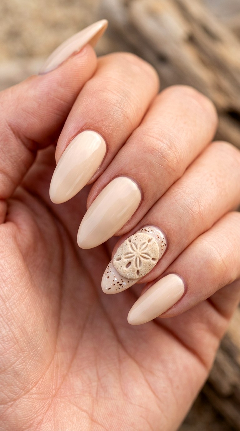 Textured Sand Dollar Accents - 29 Beach Summer Acrylic Nails