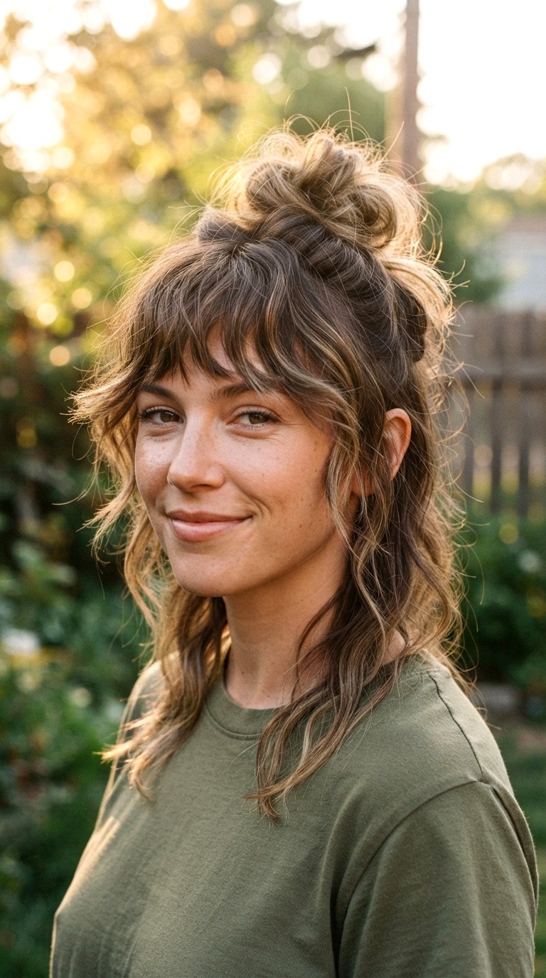 Textured Top Knot Transition - 26 Wolf Cut for Thin Hair