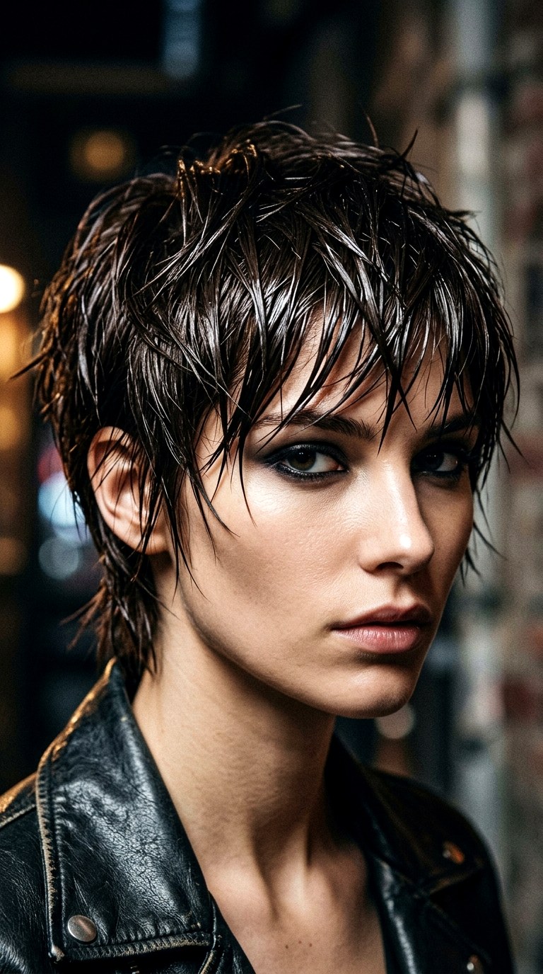 Textured Wet Look Gloss - 23 Wolf Cut Short Hair