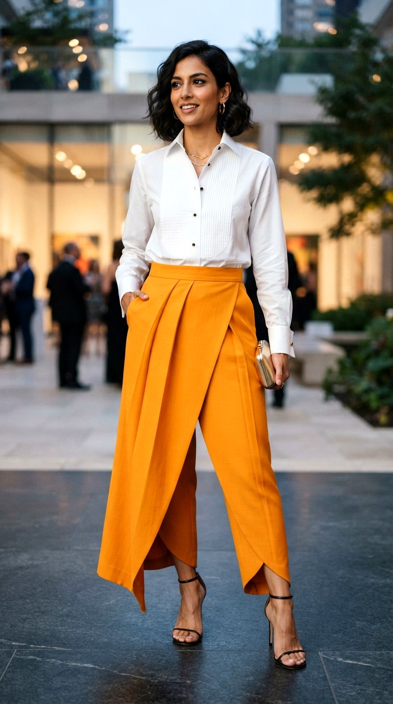 The Asymmetric Wrap Trouser - 30 orange pants