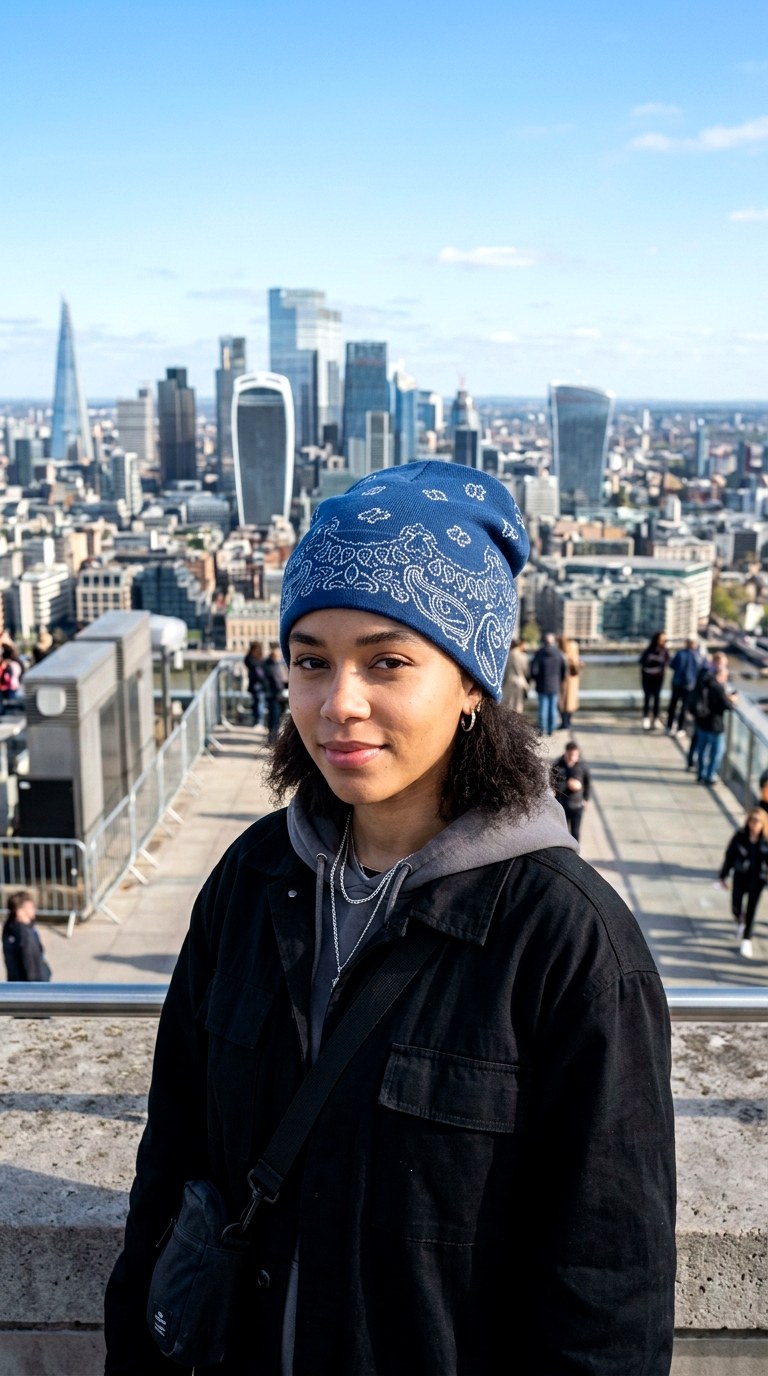 The Baggy Beanie Cap - 21 bandana in hair