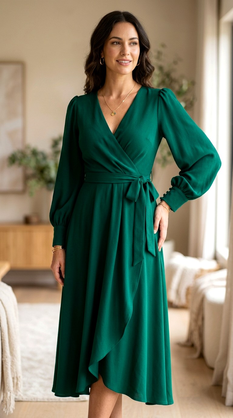 The Belted Wrap Midi Dress - 24 business professional outfits for women