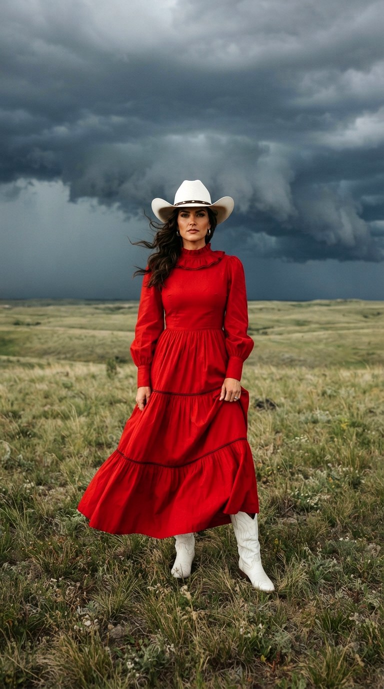 The Blazing Red Prairie Stepper - 26 western outfits women