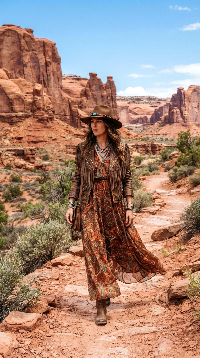The Bohemian Maxi - 22 leather jacket outfits women