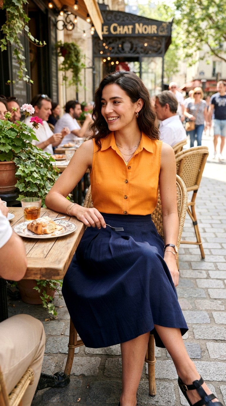 The Button Down Classic Hybrid - 28 orange tank top