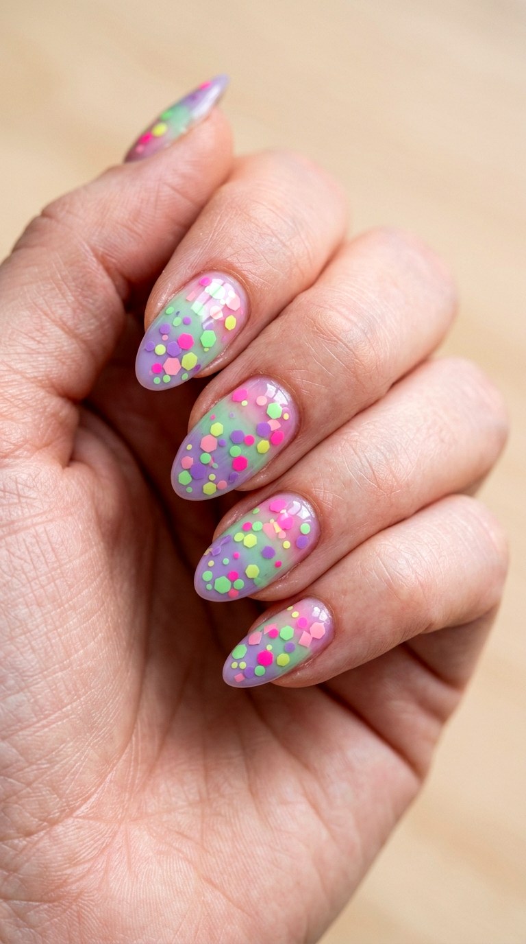 The Candy Coated Confetti Base - 26 Creative Spring Colorful Junk Nails