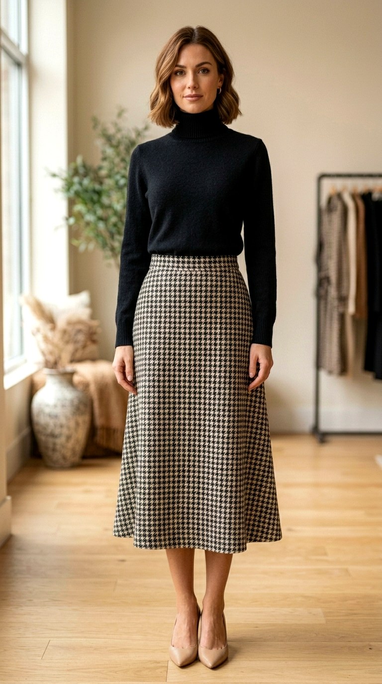 The Cashmere Turtleneck Midi Ensemble - 24 business professional outfits for women
