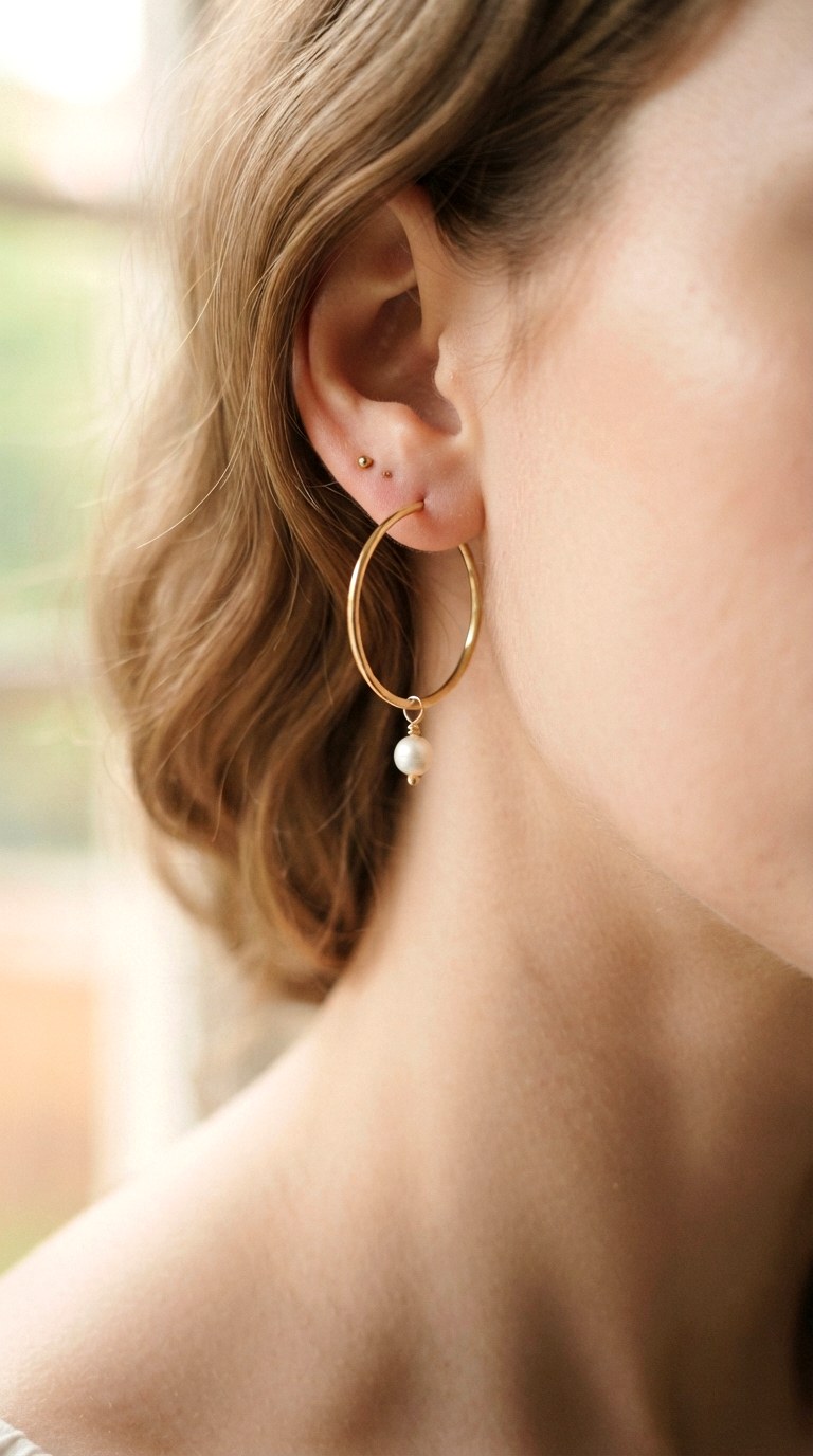 The Charm and Dangle Addition - 26 gold hoops earrings