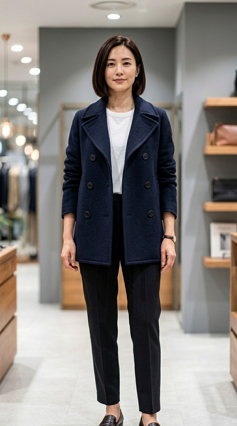 The Cigarette Trouser and Structured Peacoat - 24 business professional outfits for women