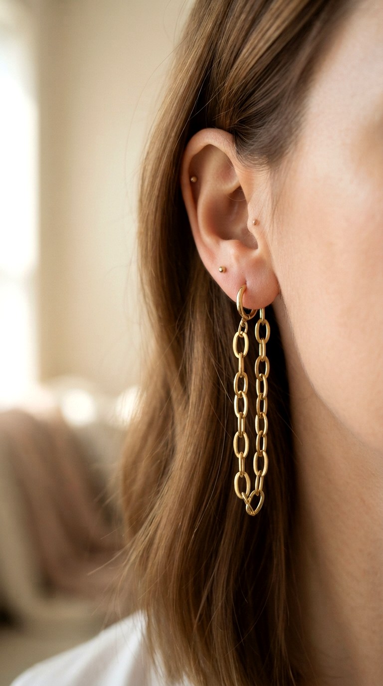 The Classic Cable Chain Drop - 22 gold dangle earrings