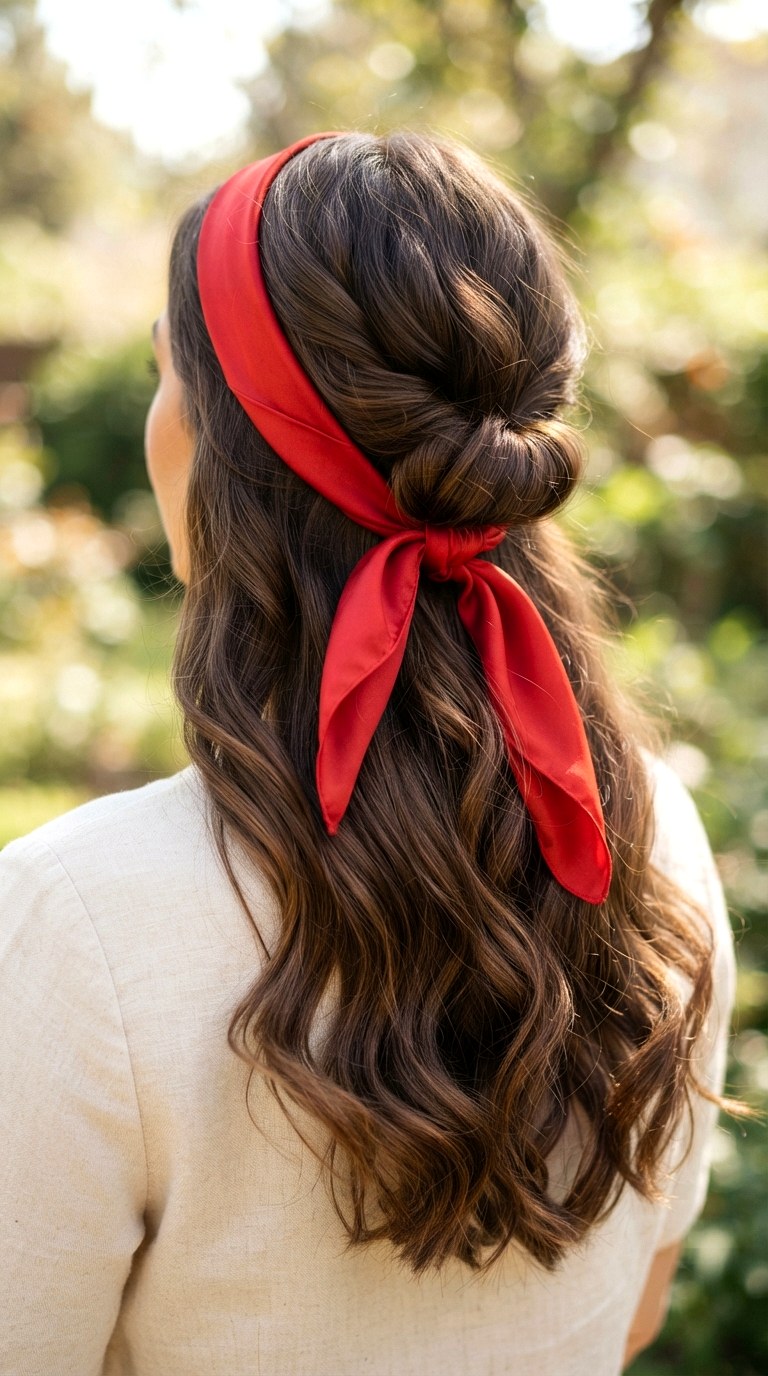 The Classic Half Up - 25 silk bandana hairstyles